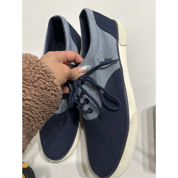 Polo RAlph Lauren Men Forestmont Saddle Canvas Chambray Loafer Size 12 Blue - Picture 2 of 8